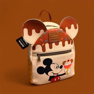 Loungefly Cream and Brown Mickey Mouse Ice Cream Backpack